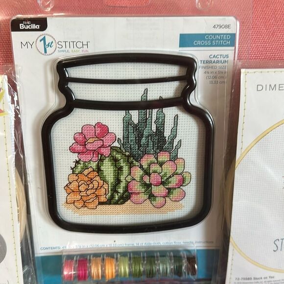 NWT Cross Stitch Kits ~Cactus and Bicycle and succulents - Picture 3 of 5